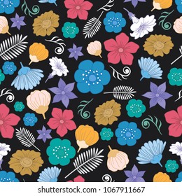 Vector illustration of seamless flowers pattern
