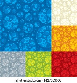 Vector illustration. Seamless foam texture in six different colors.