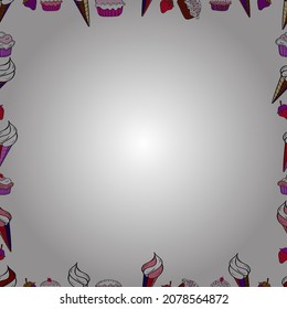 Vector illustration. Seamless. Frame doodle. Picture in black, red and white colors. Element template.