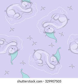 Vector illustration of seamless with funny bear