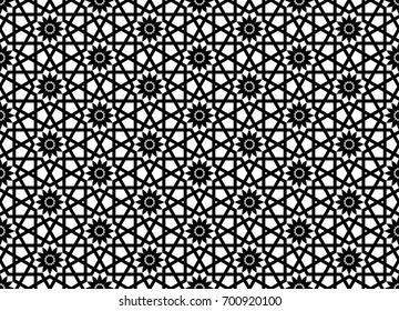 vector Illustration of Seamless Geometric Arabesque Pattern in black
