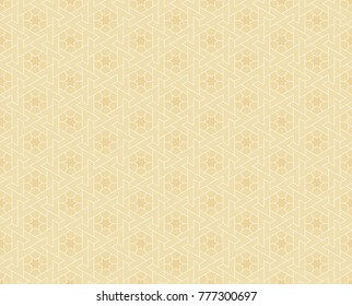 Vector Illustration of a Seamless Geometric Arabesque Background in Shades of Light Brown