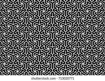 Vector Illustration of a Seamless Geometric Arabic Pattern in Black