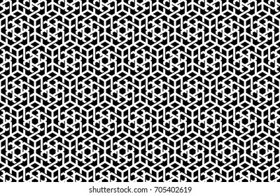 Vector illustration of a Seamless Geometric Hexagonal Patterned Background in Black