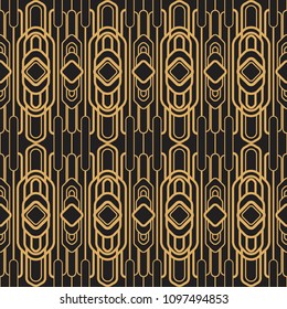 Vector illustration. Seamless geometric ornament new style. A set of copper colored lines cutting the sugar seamless. Modern abstract textures.