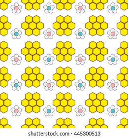 Vector illustration of seamless geometric pattern with honeycombs