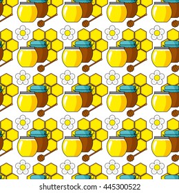 Vector illustration of seamless geometric pattern with honeycombs