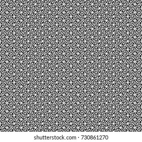 Vector Illustration of a Seamless Geometric Pattern with Hexagonal Elements in Black and White
