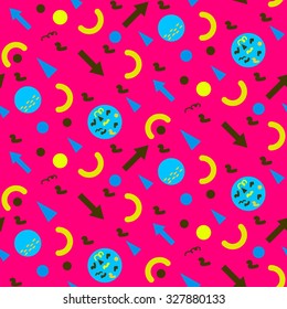 vector illustration of Seamless geometric vintage pattern in retro 80s style, memphis. Ideal for fabric design, paper print and website backdrop. EPS10 