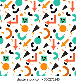 vector illustration of Seamless geometric vintage pattern in retro 80s style, memphis. Ideal for fabric design, paper print and website backdrop. EPS10 