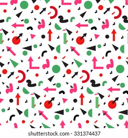 vector illustration of Seamless geometric vintage pattern in retro 80s style, memphis. Ideal for fabric design, paper print and website backdrop. EPS10 