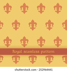 Vector illustration: seamless golden background with brick fleur de lys and brick band with inscription