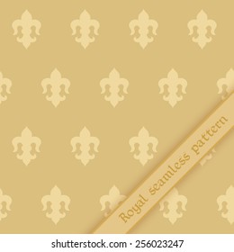 Vector illustration:   seamless golden background  golden fleur de lys and  band with inscription