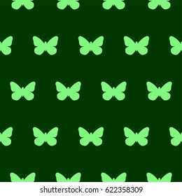 Vector illustration seamless green background with abstract butterfly for print on textile or paper