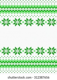 vector illustration of a seamless green and white knitted background