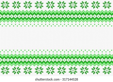 vector illustration of a seamless green and white knitted background