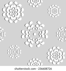 Vector illustration: seamless grey winter background with slotted snowflakes