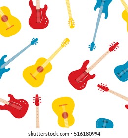 Vector illustration of seamless guitars pattern