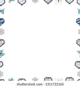 Vector illustration. Seamless. Hand drawn vector border frame doodles.