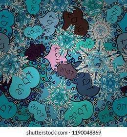 Vector illustration. Seamless Happy Valentine':s Day card seamless background pattern heart. Cute blue, black and neutral colors elements.