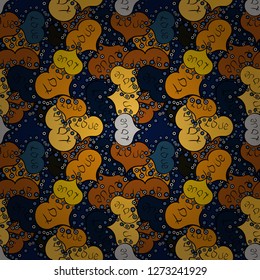 Vector illustration. Seamless hearts pattern. Valentine':s Day card seamless background pattern heart. Cute yellow, blue and black colors elements. Repeating texture.