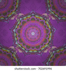 Vector illustration. Seamless image of the elements in blue, yellow and green colors. Good pattern for wallpaper, presentation, design, printing or textile.