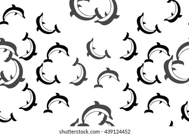 vector illustration. seamless image repetitive silhouettes of dolphins