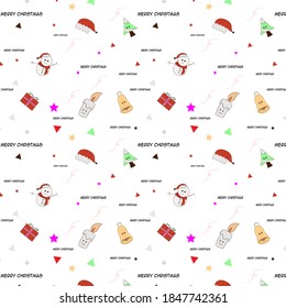 Vector illustration of seamless kawaii Christmas pattern