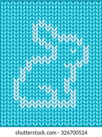 Vector illustration of seamless knitted pattern with sitting rabbit