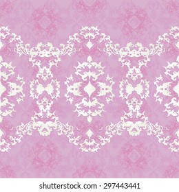 Vector illustration of a seamless lace pattern or Baroque, Victorian style. Luxury design with space for text and background of a similar element. For wedding invitations, greeting cards.