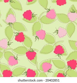 Vector illustration. Seamless leafs and berry background.