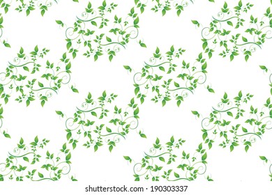 vector illustration of Seamless leaves background in white