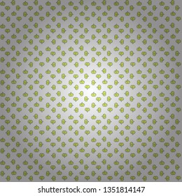 Vector illustration. Seamless Love pattern. Background of big and small hearts with swirls in white, yellow and green colors. Love background.