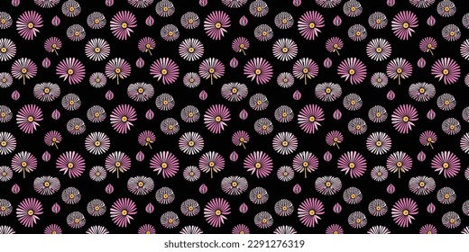 Vector illustration of a seamless modern colorful tropical floral pattern. Cute botanical abstract contemporary spring flower background
