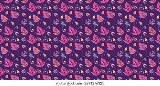 Vector illustration of a seamless modern colorful tropical floral pattern. Cute botanical abstract contemporary spring flower background