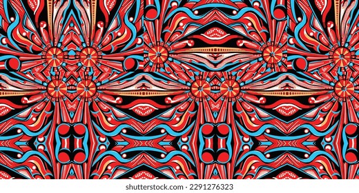 Vector illustration of a seamless modern colorful tropical floral pattern. Cute botanical abstract contemporary spring flower background