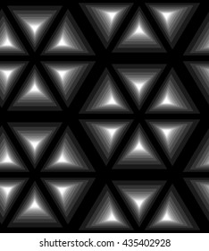 Vector Illustration. Seamless Monochrome Polygonal Pattern. Geometrical Triangle Abstract Pattern with Visual Volume Effect. Suitable for textile, fabric and packaging