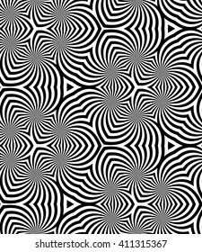 Vector Illustration. Seamless Monochrome Spirals Pattern. Geometric Abstract Background. Suitable for textile, fabric, packaging and web design.