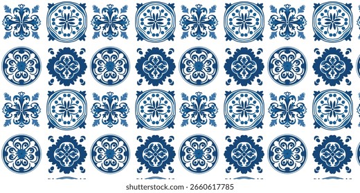vector illustration of seamless mosaic artwork on ceramic tile