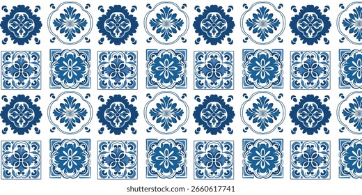 vector illustration of seamless mosaic pattern on ceramic tile