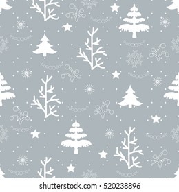 Vector illustration. Seamless natural ornament on the Christmas theme.