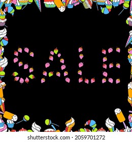 Ilustración vectorial. Sin inconveniente. Ilustración en color negro, rosa y blanco. Diseño personalizado para banner, volante, invitación, afiche, sitio web o tarjeta de saludo. Fondo del cartel de venta de verano.