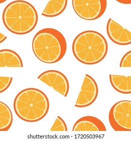 vector illustration of seamless orange background. Bright orange fruit pattern. Fabric, wallpaper, kids room idea. 