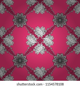 Vector illustration. Seamless oriental classic colors pattern. Vector abstract background with repeating elements on pink, white and black colors.