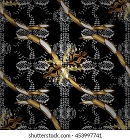 Vector illustration. Seamless oriental classic golden pattern. Vector abstract background with repeating elements on colors.
