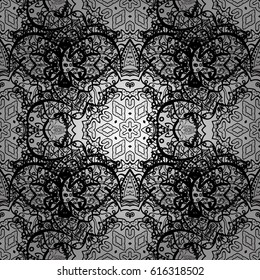 Vector illustration. Seamless oriental classic golden pattern. Vector abstract background with repeating elements on gray background.