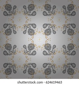 Vector illustration. Seamless oriental classic golden pattern. Vector abstract background with repeating elements on gray background.
