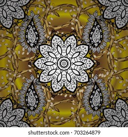 Vector illustration. Seamless oriental classic golden pattern. Vector abstract background with repeating elements on background.