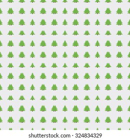 Vector illustration. Seamless ornament, composed of a mass of green fur-trees.