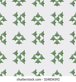 Vector illustration. Seamless ornament, composed of a mass of green fur-trees.